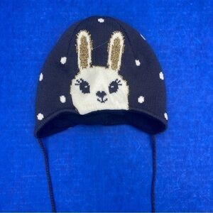 Baby Club fleece lined bunny hat with ties
